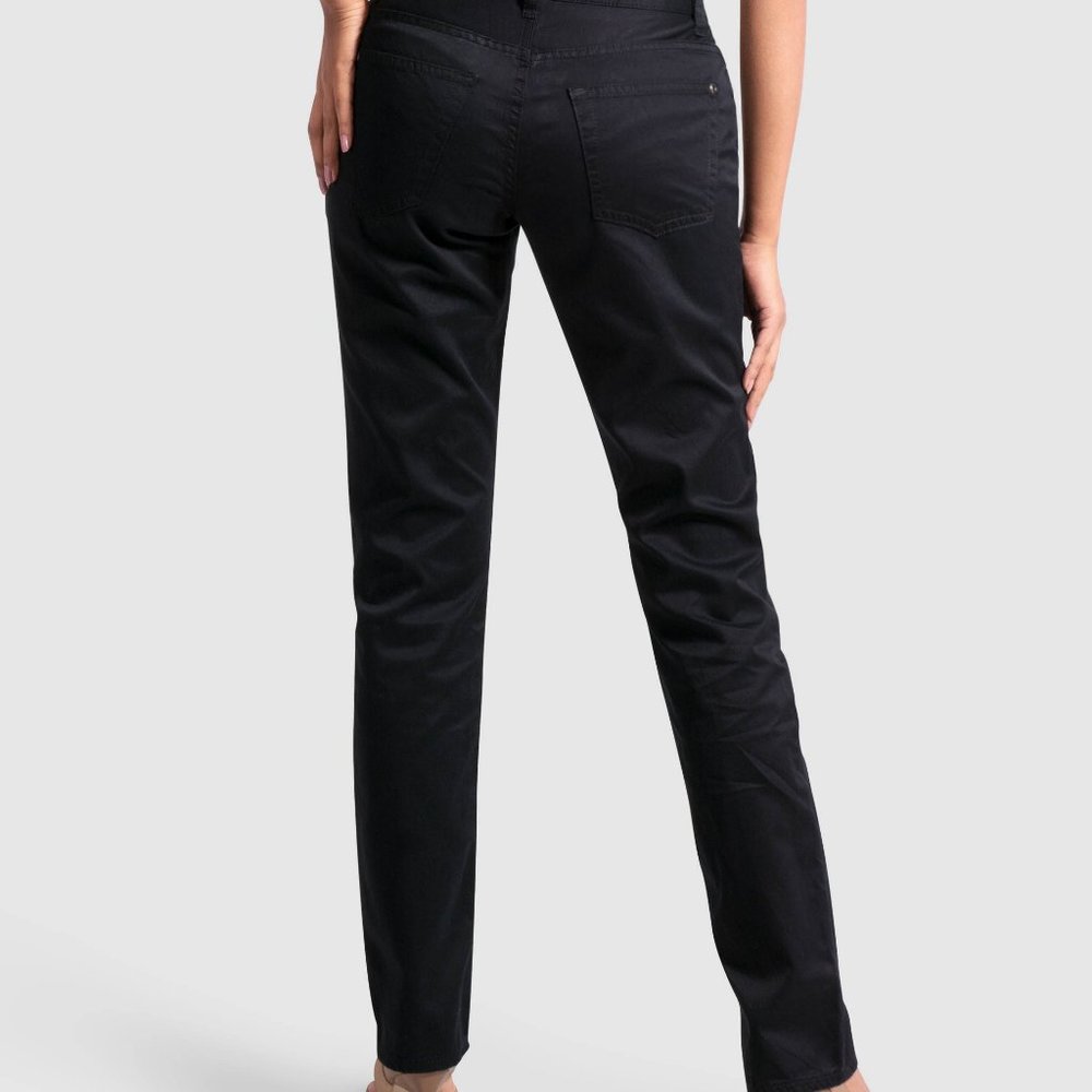 OLGYN Women Black Denim Pant Traditional Slim Fit - Picture 2 of 5